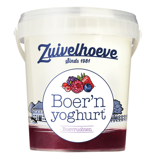 Foto van Zuivelhoeve Boern yoghurt bosvruchten op witte achtergrond