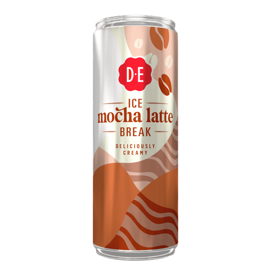 Foto van Douwe Egberts IJskoffie mocha latte op witte achtergrond