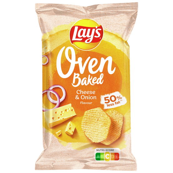 Foto van Lay's Oven baked cheese onion op witte achtergrond