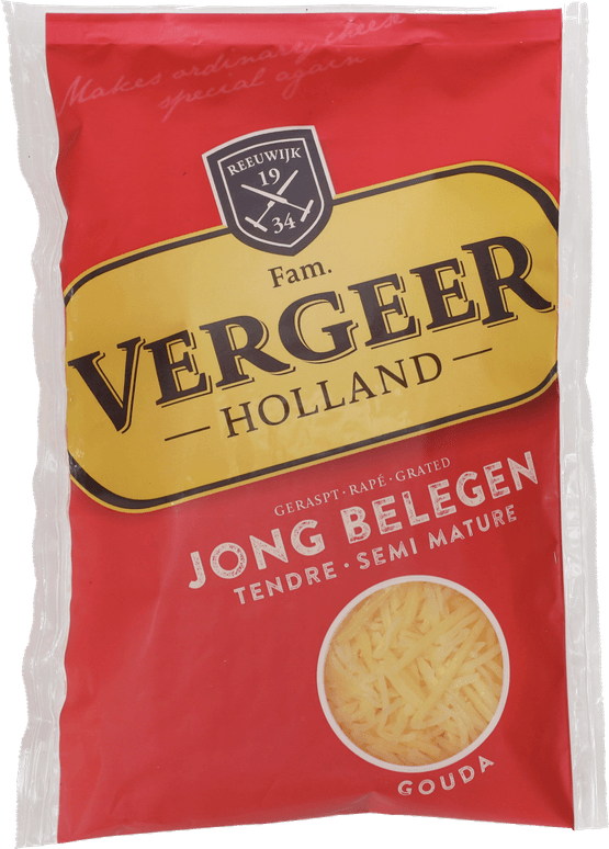 Foto van Vergeer Jong belegen geraspt op witte achtergrond