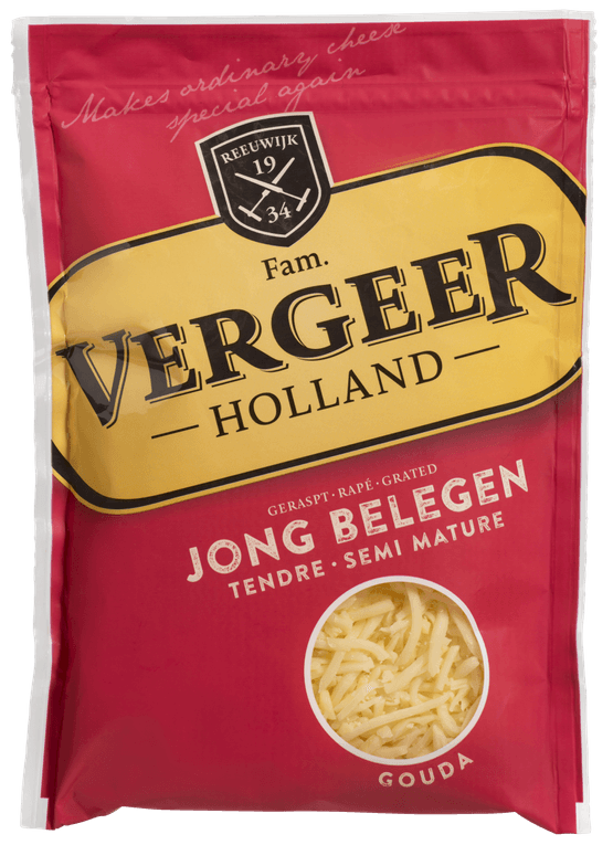 Foto van Vergeer Jong belegen geraspt op witte achtergrond