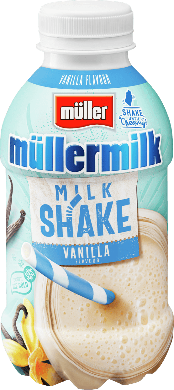 Foto van Müllermilk Shake vanille op witte achtergrond