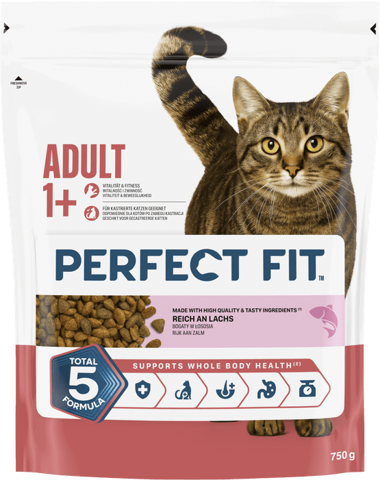 Foto van Perfect Fit Kattenvoer droog adult zalm op witte achtergrond
