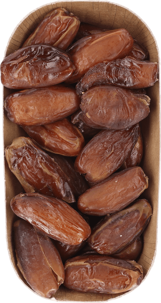 Foto van Deglet nour Dadels Op tak op witte achtergrond