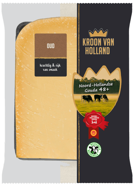 Foto van Kroon van Holland Oude kaas 48+ plakken op witte achtergrond