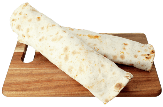 Foto van Firat Turkse pizza beefdoner op witte achtergrond