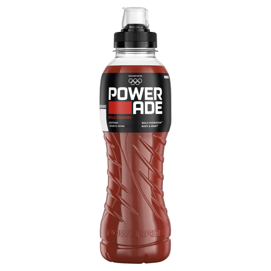 Foto van Powerade Cherry op witte achtergrond
