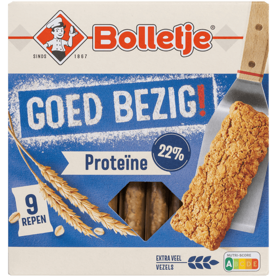 Foto van Bolletje Goed bezig proteine op witte achtergrond