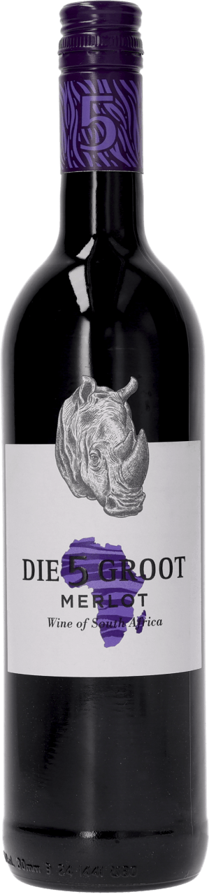 Foto van Die 5 Groot Merlot op witte achtergrond