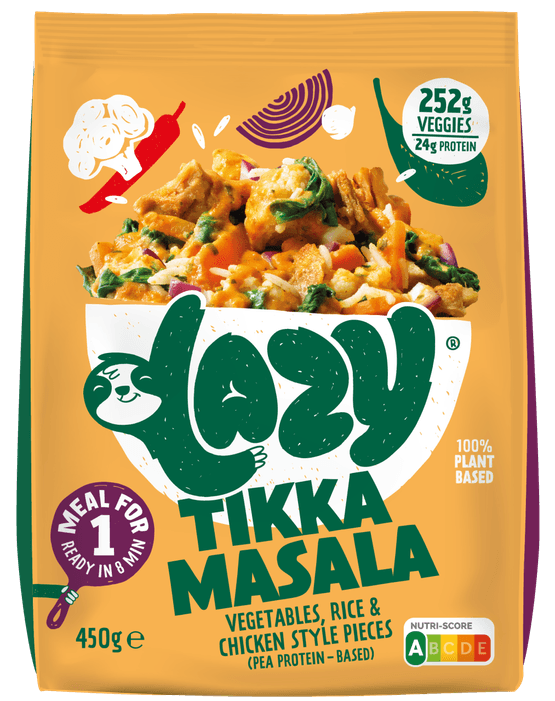 Foto van Lazy Tikka masala op witte achtergrond