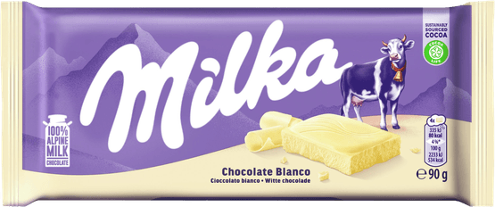 Foto van Milka Chocoladereep wit op witte achtergrond