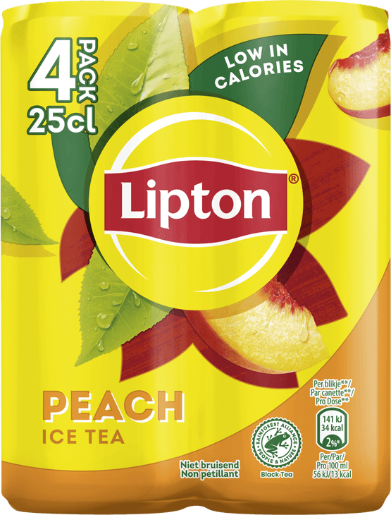 Foto van Lipton Peach 4x25 cl op witte achtergrond
