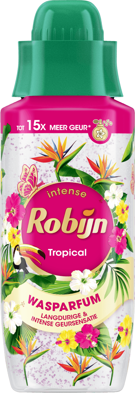 Foto van Robijn Wasparfum tropical op witte achtergrond