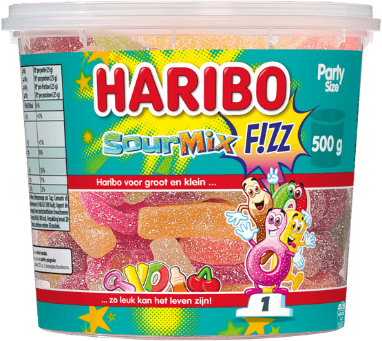 Foto van Haribo Sour mix f!zz op witte achtergrond