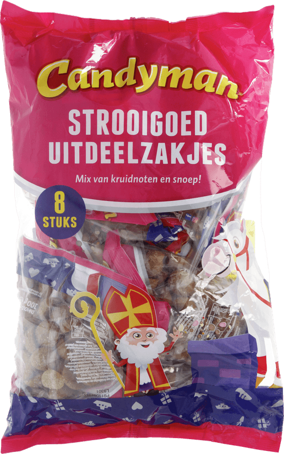 Foto van Candyman Strooigoed uitdeelzak 8 st. op witte achtergrond