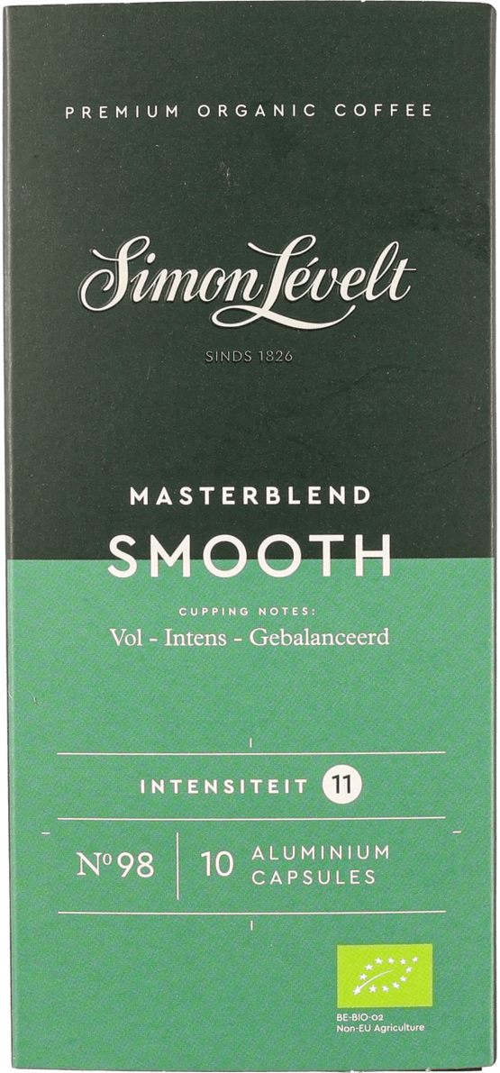 Foto van Simon Levelt Capsules masterblend smooth op witte achtergrond