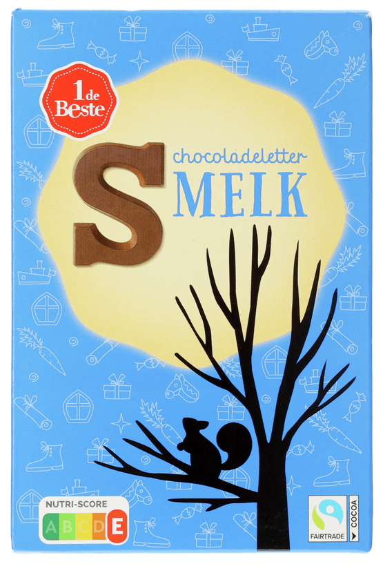 Foto van 1 de Beste Chocoladeletter melk s op witte achtergrond