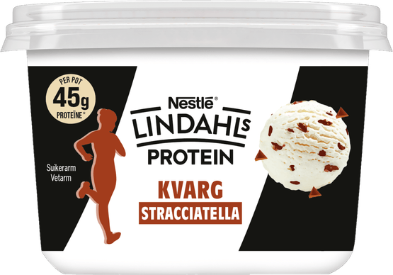 Foto van Lindahls Kvarg straciatella op witte achtergrond