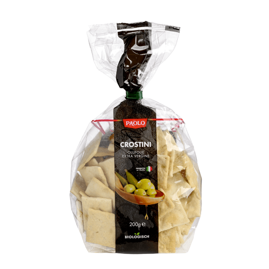 Foto van Paolo Crostini olijfolie op witte achtergrond