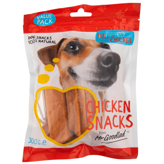 Foto van Mr. Goodlad Hondensnack kipfilet strips large op witte achtergrond