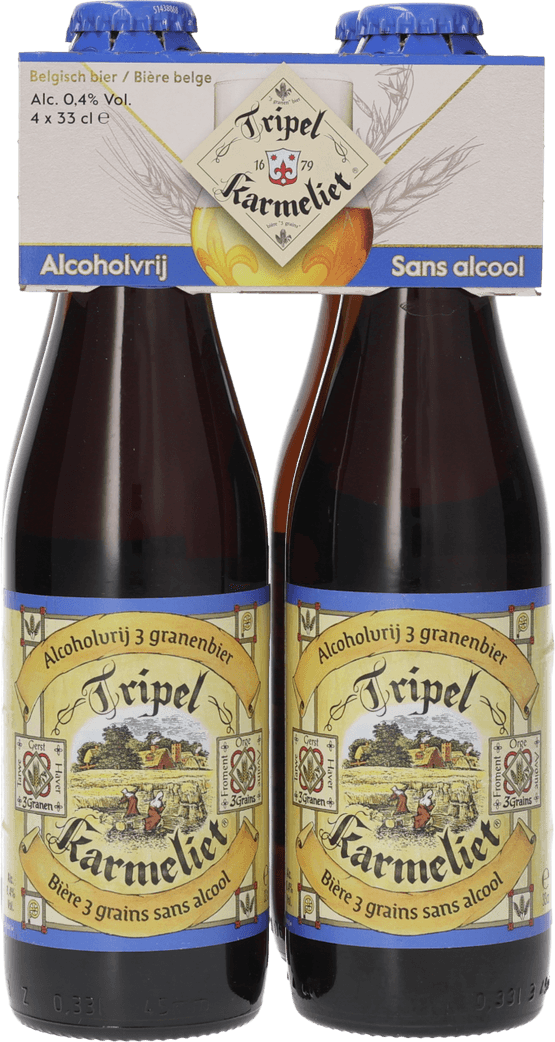 Foto van Karmeliet Tripel 0.4% 4x 33cl op witte achtergrond