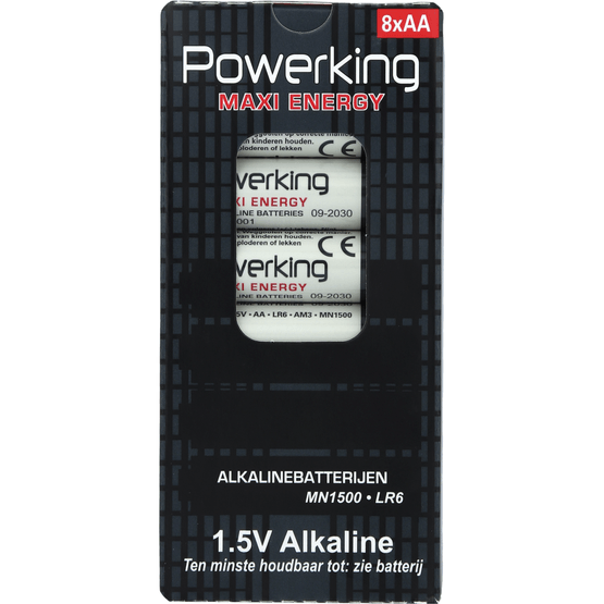 Foto van Powerking Batterijen alka AA op witte achtergrond