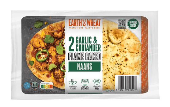 Foto van EARTH & WHEAT Naanbrood knoflook & koriander 2st. op witte achtergrond