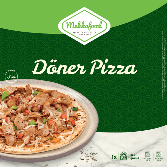 Foto van Mekkafood Doner pizza op witte achtergrond