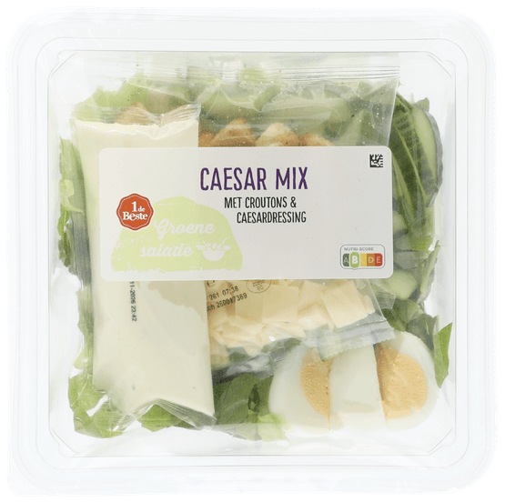 Foto van 1 de Beste Groene salade caesar op witte achtergrond