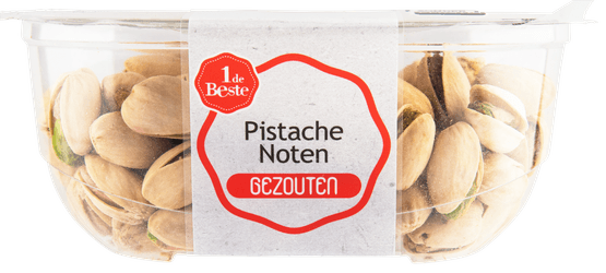 Foto van 1 de Beste Pistachenoten gezouten op witte achtergrond