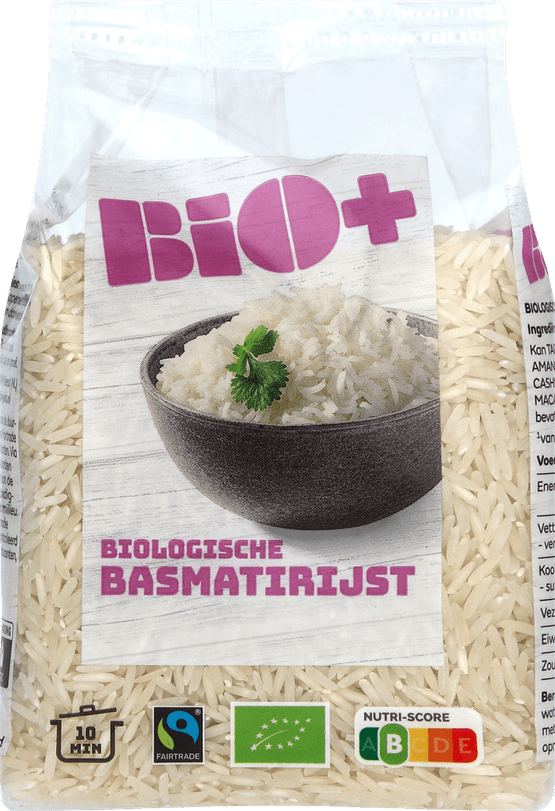 Foto van Bio+ Basmatirijst op witte achtergrond