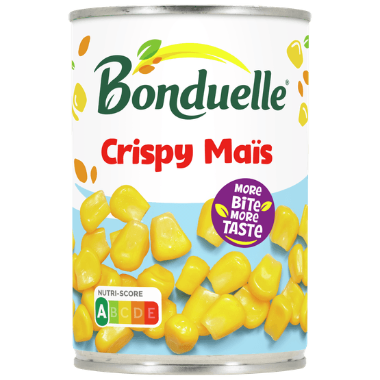 Foto van Bonduelle Crispy mais op witte achtergrond