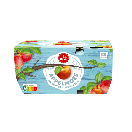 Foto van 1 de Beste Appelmoes 0% suiker 2x6 op witte achtergrond