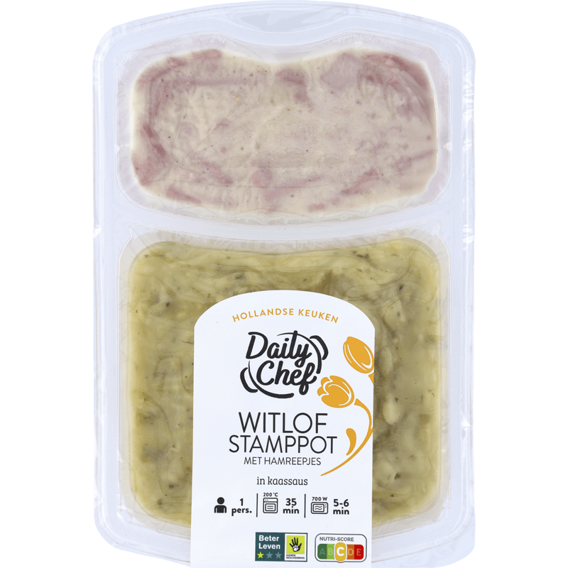 Daily Chef Witlofstamppot met kaassaus met hamreepjes