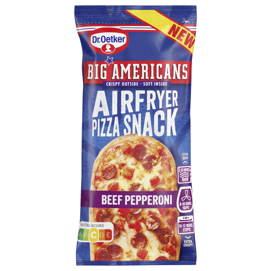 Foto van Dr. Oetker Big american airfryer beef pepperoni op witte achtergrond