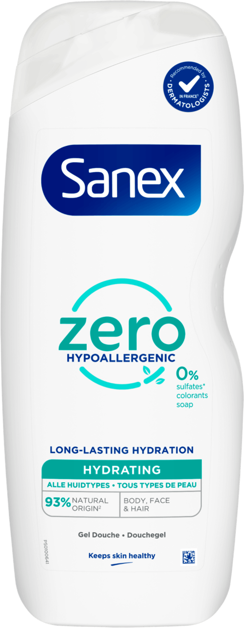 Foto van Sanex Douchegel zero% hydraterend normale huid op witte achtergrond