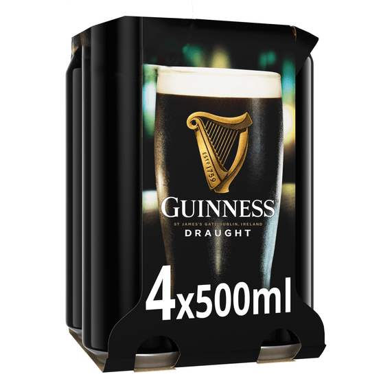 Foto van Guinness Stout draught 4x500ml op witte achtergrond