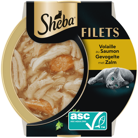 Foto van Sheba Kattenvoer filets salmon op witte achtergrond