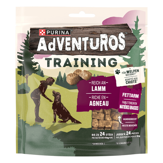 Foto van Adventuros Training snack rijk aan lam op witte achtergrond