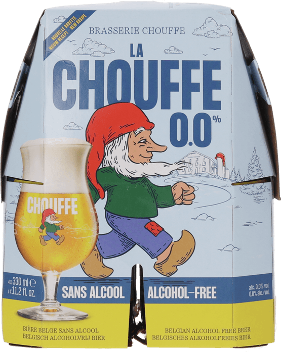 Foto van La Chouffe 0.0% 4x33 cl op witte achtergrond
