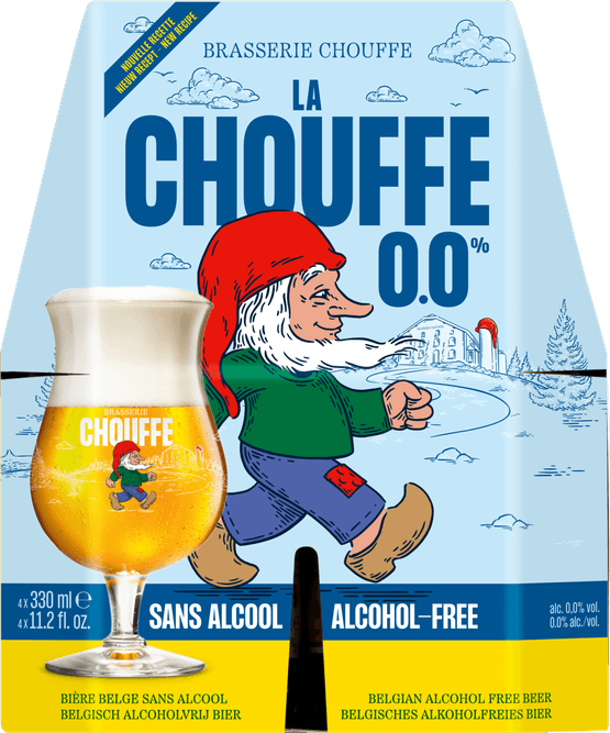 Foto van La Chouffe 0.0% 4x33 cl op witte achtergrond
