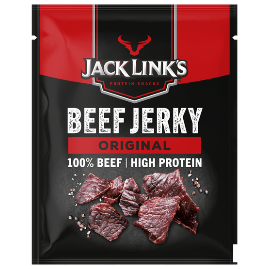 Foto van Jack Link's Beef jerky original op witte achtergrond