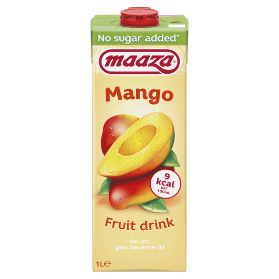 Foto van Maaza Mango geen suiker toegevoegd op witte achtergrond