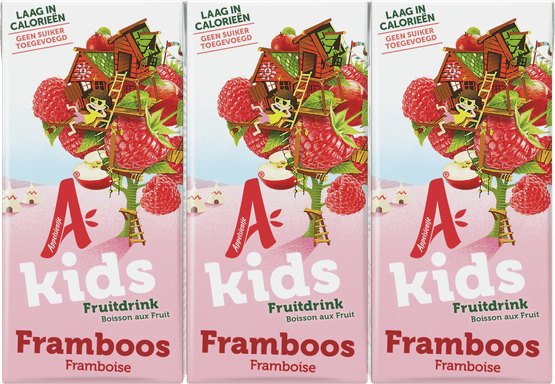 Foto van Appelsientje Kids fruitdrink framboos 6 st. op witte achtergrond