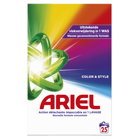 Foto van Ariel Wasmiddel poeder color 25 wasb op witte achtergrond