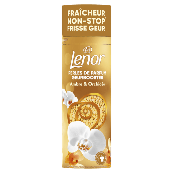 Foto van Lenor Geurparels amber & orchidee op witte achtergrond