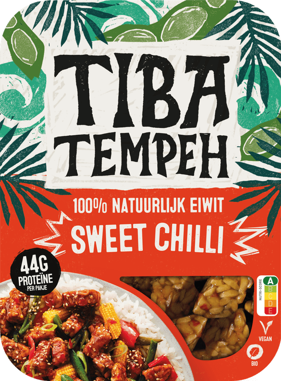 Foto van Tiba Tempeh Sweet chilli op witte achtergrond