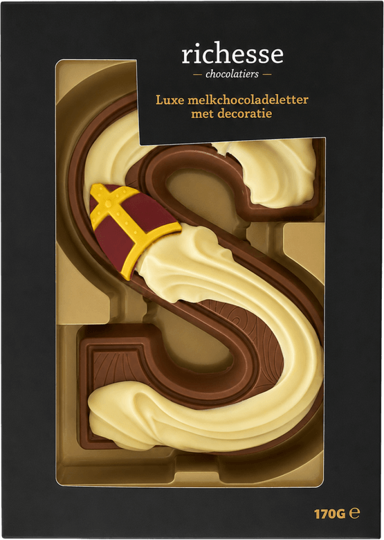 Foto van Luxe chocoladeletter mijter melk op witte achtergrond