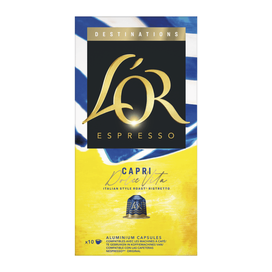 Foto van L'Or Koffie capsules espresso capri op witte achtergrond