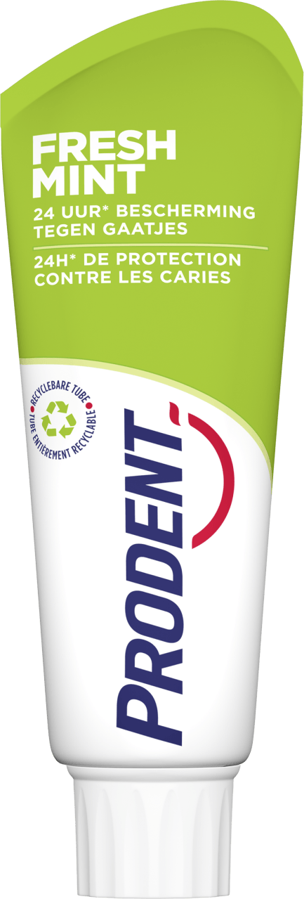 Foto van Prodent Tandpasta fresh mint op witte achtergrond